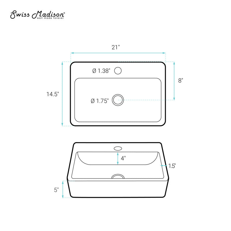 Claire 20 Rectangle Ceramic Vessel Sink