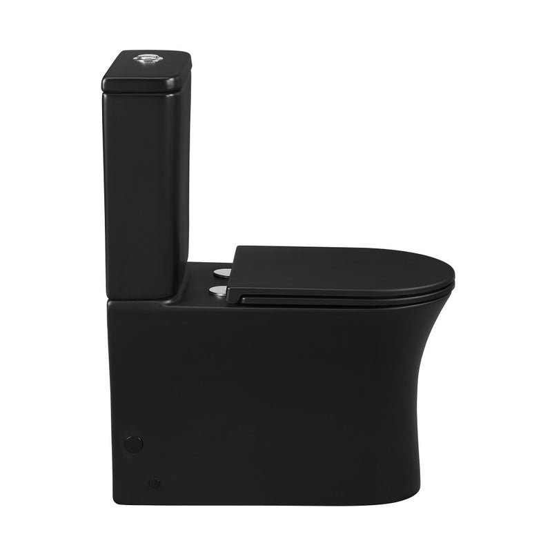 Calice Two-Piece Elongated Rear Outlet Toilet Dual-Flush 0.8/1.28 gpf in Matte Black