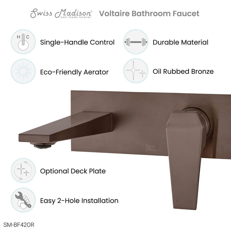 Voltaire Single-Handle, Wall-Mount, Bathroom Faucet in Oil Rubbed Bronze