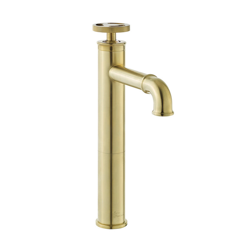 Avallon Single Hole, Single-Handle Wheel, High Arc Bathroom Faucet in Brushed Gold