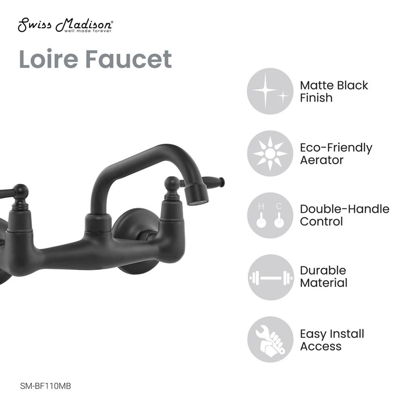 Loire Wall-Mounted Faucet in Matte Black