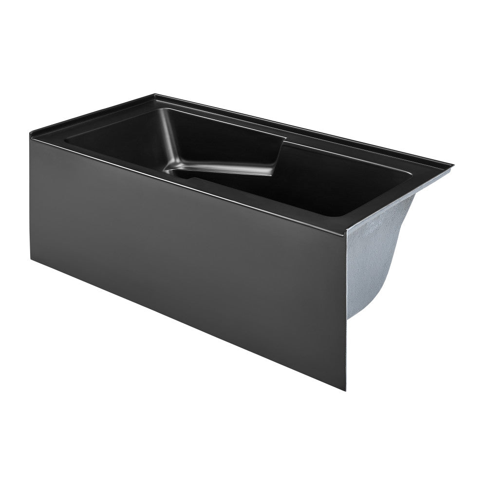 Voltaire 60 x 30 Skirted Right Drain Soaking Apron Bathtub in Matte Black with Integrated Overflow and Armrest, Drain Included