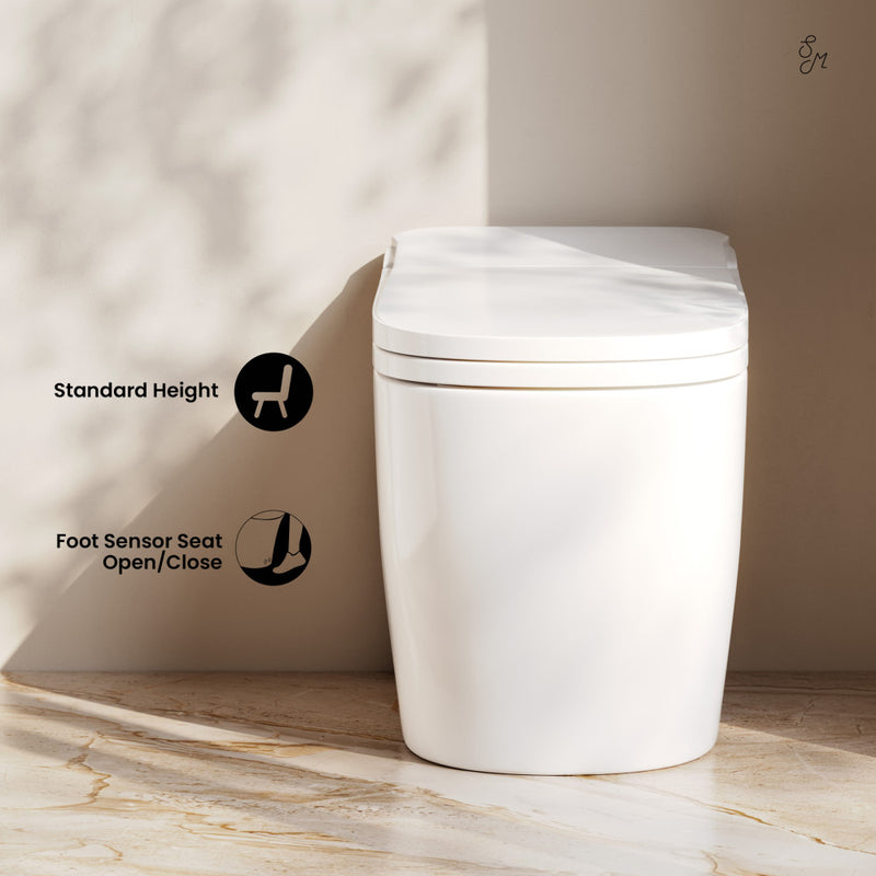 Avancer One Piece Smart Toilet 1.28 GPF in Glossy White with Heated Bidet, Air Drying, Night Light, Foot Sensor