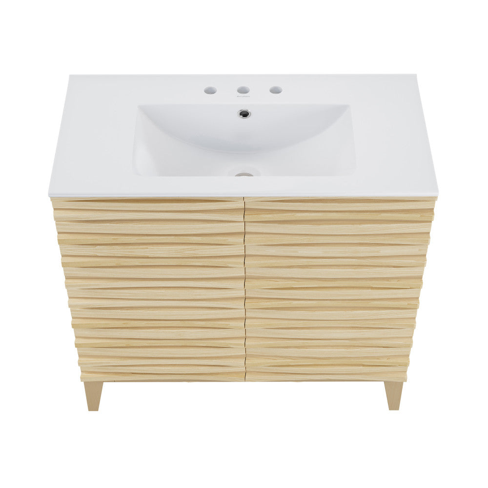 Cascade 30" Freestanding Bathroom Vanity in Natural Oak with 3-Hole Widespread Sink Top