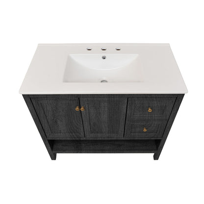 Chateau 36" Freestanding Bathroom Vanity in Black Oak with 3-Hole Widespread Sink Top