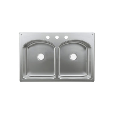 Ouvert 33 x 22 Stainless Steel, Dual Basin, Top-Mount Kitchen Sink