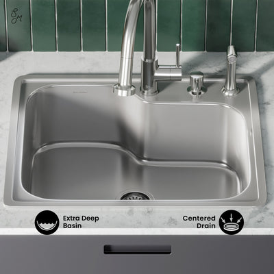 Ouvert 25 x 22 Stainless Steel Single Basin Top-Mount Kitchen Sink