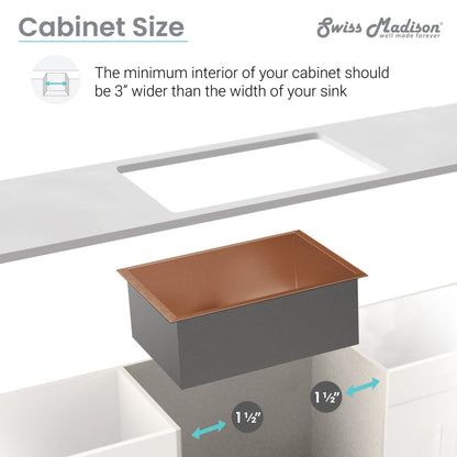 30x18-inch undermount single basin kitchen sink in rose gold stainless steel.