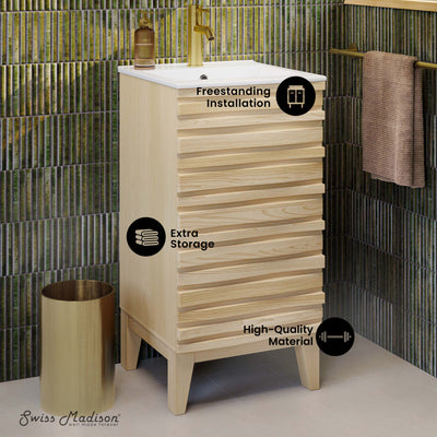 Cascade 18" Bathroom Vanity in Natural Oak