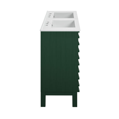 Cascade 48" Freestanding Bathroom Vanity in Green Oak with 3-Hole Centerset Double Basin Sink Top