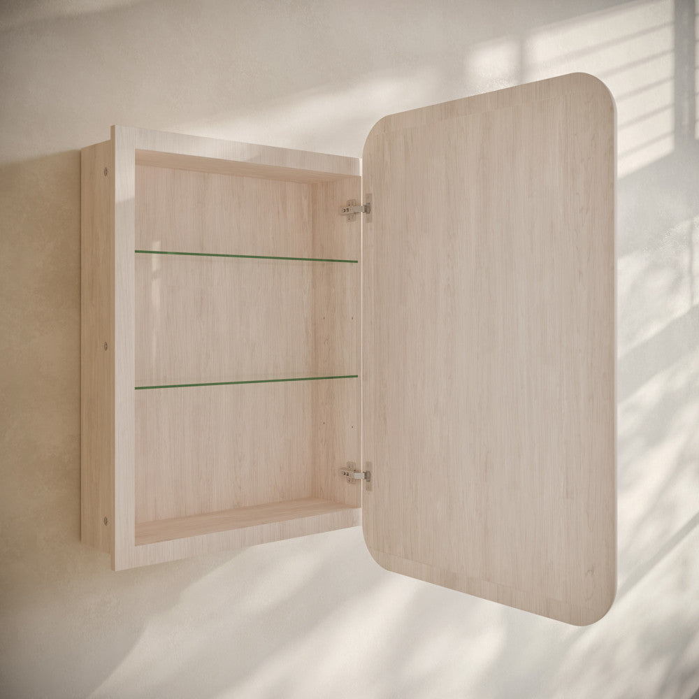 Plaisir 18 x 27 Recessed/Wall Mount Medicine Cabinet with Mirror in White Oak