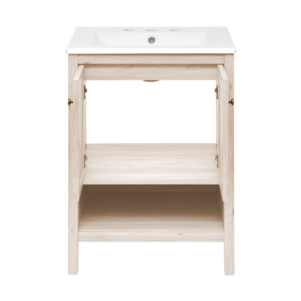 Chateau 24" Freestanding Bathroom Vanity in White Oak with 3-Hole Widespread Sink Top
