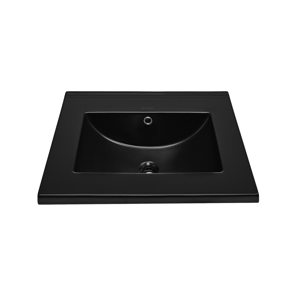 18" Zero Hole Vanity Sink Top in Glossy Black