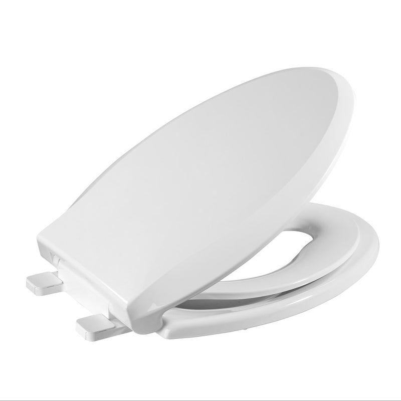 Elongated Toilet Seat with Toddler Seat Built In, Family Toilet Seat in Glossy White
