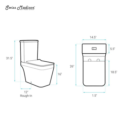 Rivoli Two-Piece Square Toilet Dual-Flush 1.1/1.6 gpf