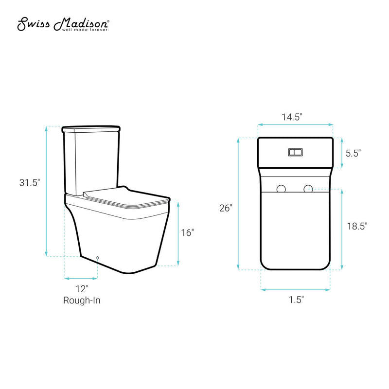 Rivoli Two-Piece Square Toilet Dual-Flush 1.1/1.6 gpf