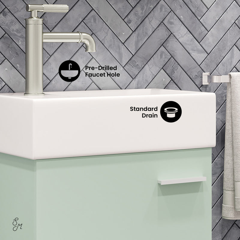 Colmer 18" Wall-Mounted Bathroom Vanity in Mint