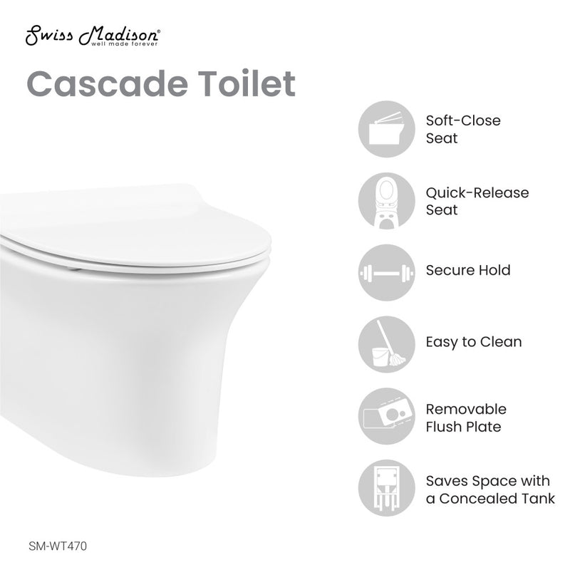 Cascade Wall-Hung Elongated Toilet Bowl