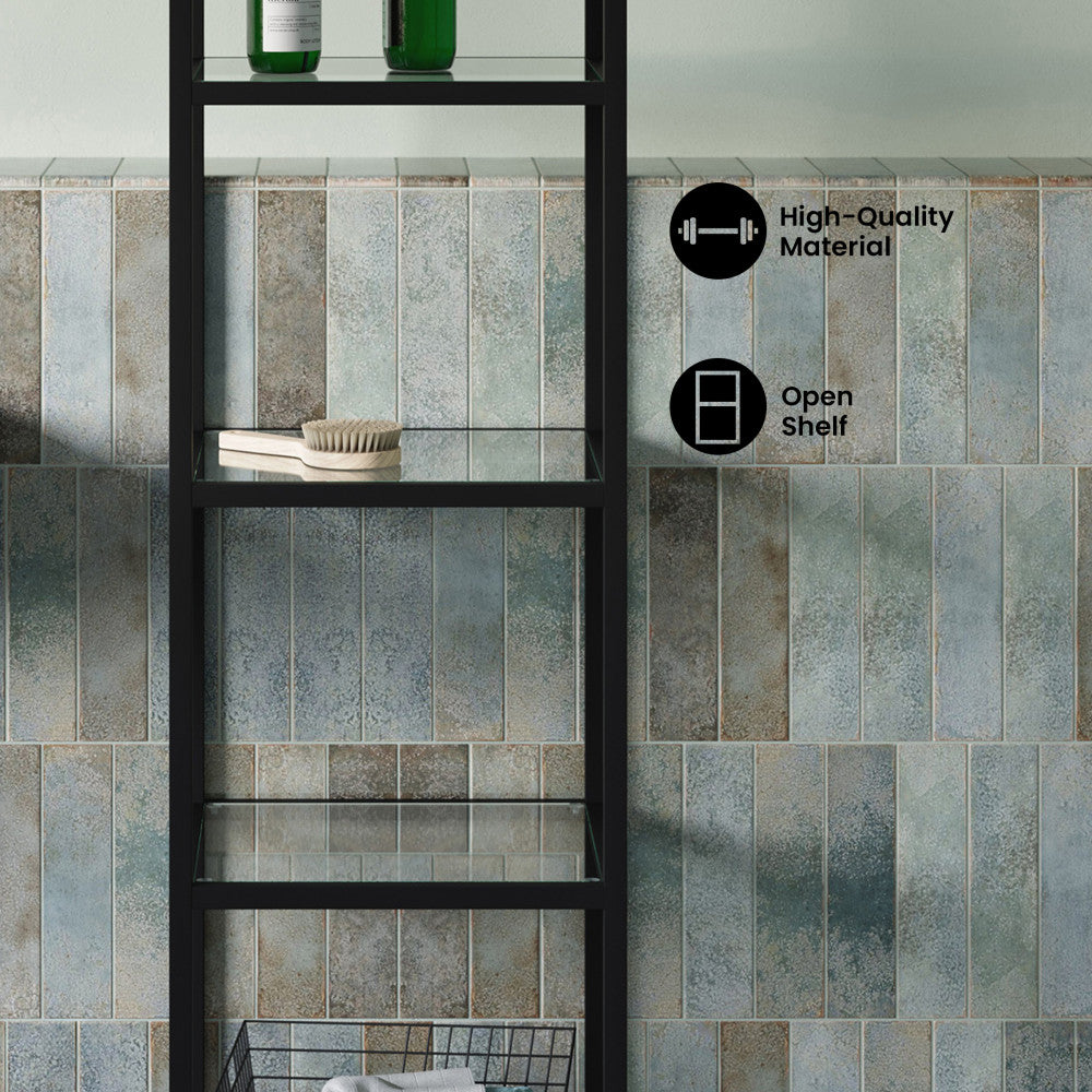 Pierre 16"x65"x14" Freestanding Linen Cabinet in Matte Black