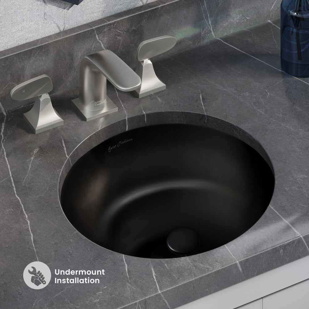 Monaco 16" Ceramic Undermount Bathroom Sink in Matte Black