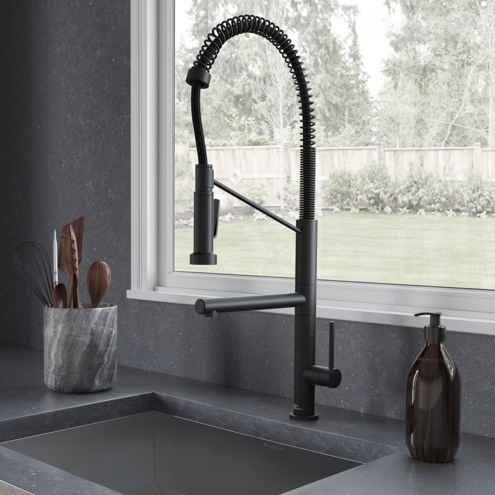 Nouvet Single Handle, Pull-Down Kitchen Faucet with Pot Filler in Matte Black
