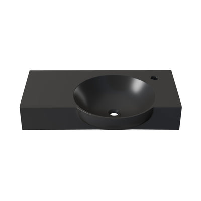 Chateau 30" Right Side Faucet Wall-Mount Bathroom Sink in Matte Black