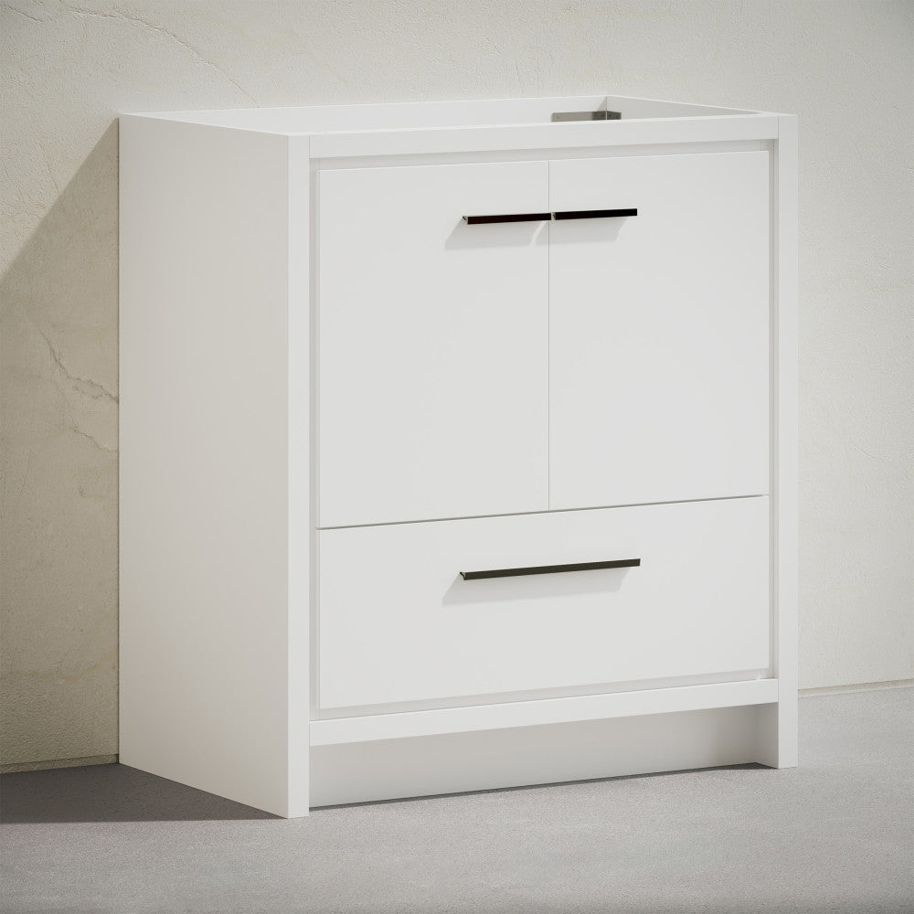 Virage 30" Freestanding Bathroom Vanity in White without Sink Top