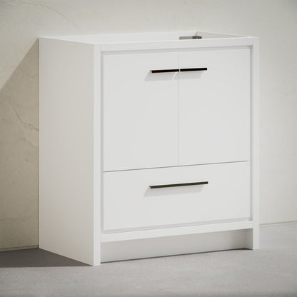 Virage 30" Freestanding Bathroom Vanity in White without Sink Top