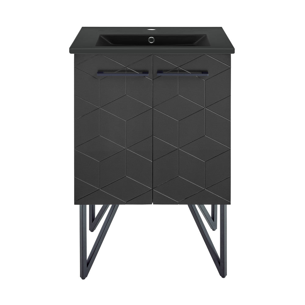 Annecy 24 in. Phantom Black Bathroom Vanity With Black Ceramic Sink Top