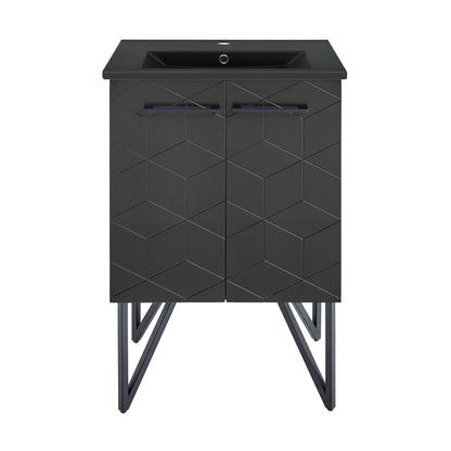 Annecy 24 in. Phantom Black Bathroom Vanity With Black Ceramic Sink Top