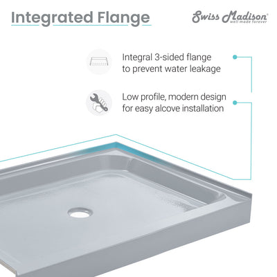 Voltaire 60" x 36" Single-Threshold, Right-Hand Drain, Shower Base in Grey