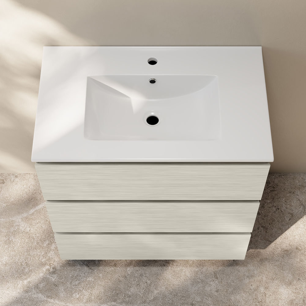 Liberte 30" Freestanding Bathroom Vanity in White Oak with Sink Top