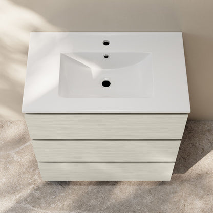 Liberte 30" Freestanding Bathroom Vanity in White Oak with Sink Top