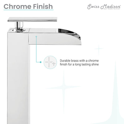 Concorde Single Hole, Single-Handle, High Arc Waterfall, Bathroom Faucet in Chrome
