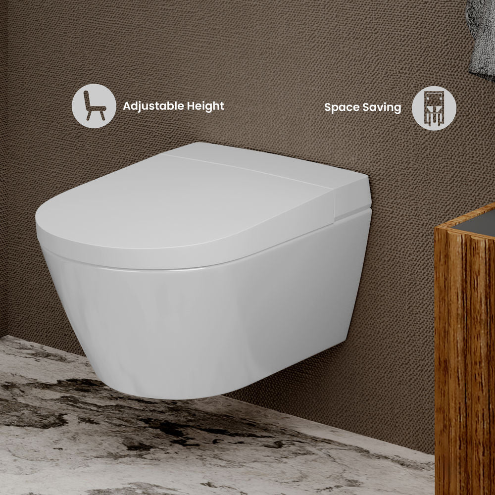 Pur Smart Wall-Hung Toilet with Bidet Bundle with Round Chrome Actuator