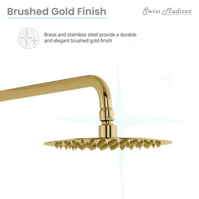 Ivy Single-Handle 1 Spray 8" Wall Mounted Fixed Shower Head in Brushed Gold (Valve Included)