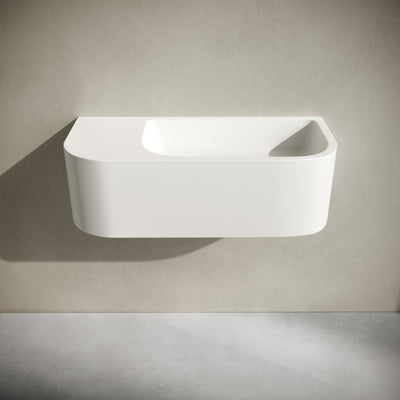 Carre 25" Solid Surface Oval Wall-Mounted Sink In Matte White