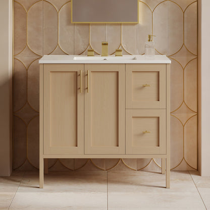 Forme 36" Modular Freestanding Bathroom Vanity with 3-Hole Widespread Top in Natural Oak