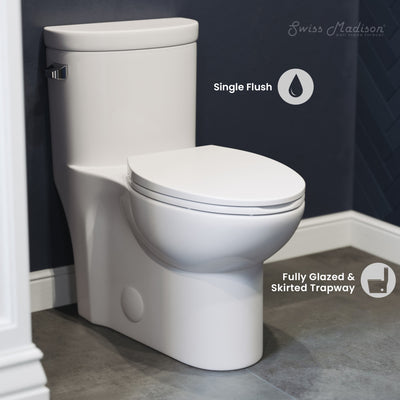 Sublime One-Piece Elongated Left Side Flush Handle Toilet 1.28 gpf