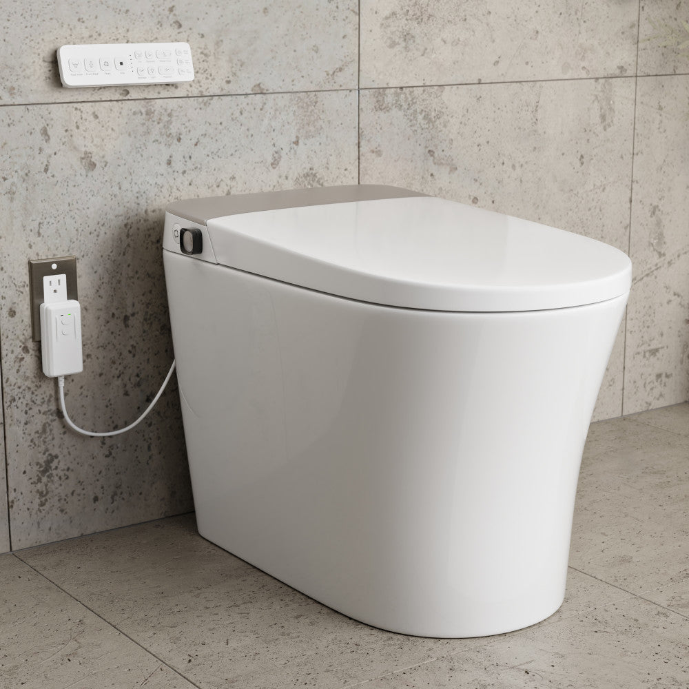 Hugo G Smart Toilet 12" Rough-in ADA Height in Glossy White with Integrated Tank, Auto Flush, Night Light