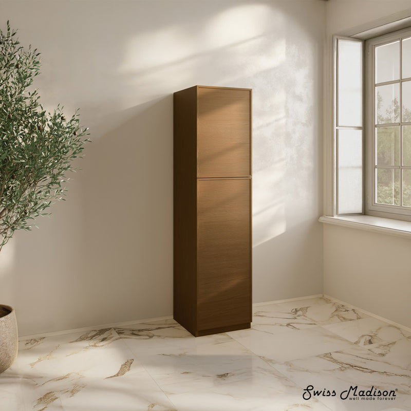 St. Tropez 15 x 15 x 60 Freestanding Linen Cabinet in Brown Oak