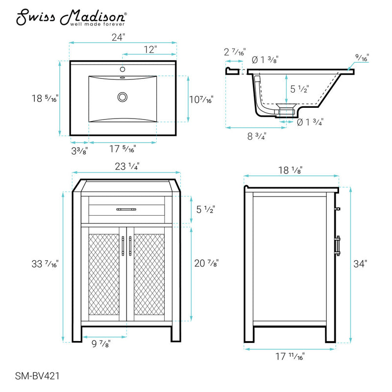 Calice 24" Bathroom Vanity in Carbon Grey