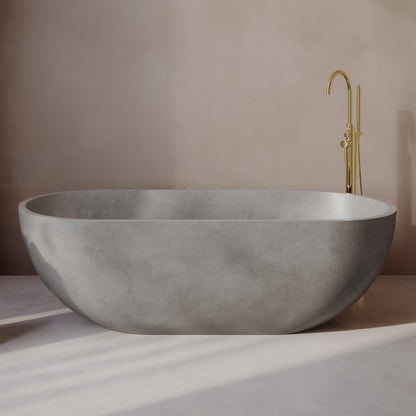 Claire 60" Freestanding Concrete Bathtub in Gray, Drain Included