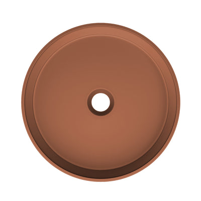 Lisse 14.5" Concrete Round Vessel Sink in Matte Terracotta