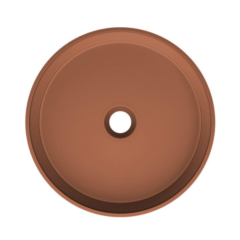 Lisse 14.5" Concrete Round Vessel Sink in Matte Terracotta