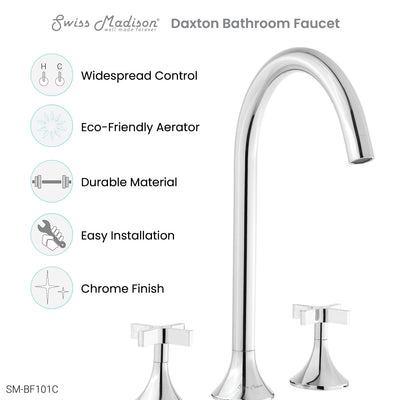 Daxton 8 in. Widespread, Cross Handle, Bathroom Faucet in Chrome