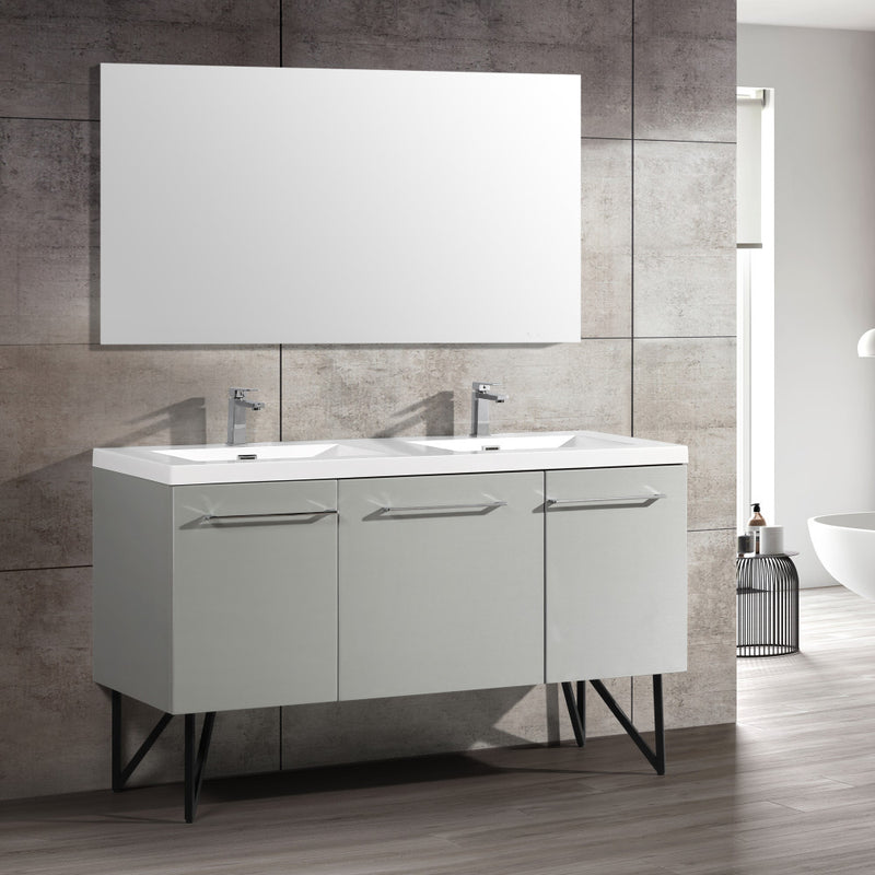 Annecy 60" Freestanding Bathroom Vanity in Gray with Sink Top