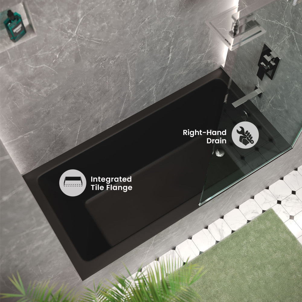 Voltaire 60" x 30" Right-Hand Drain Alcove Bathtub in Matte Black