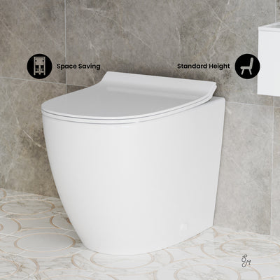 St. Tropez Back to Wall Concealed Tank Toilet Bowl Bundle in Glossy White