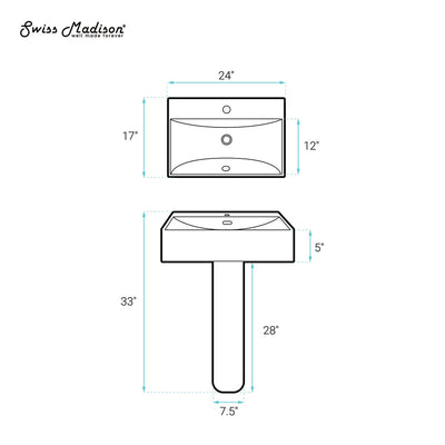 Concorde Square Two-Piece Pedestal Sink